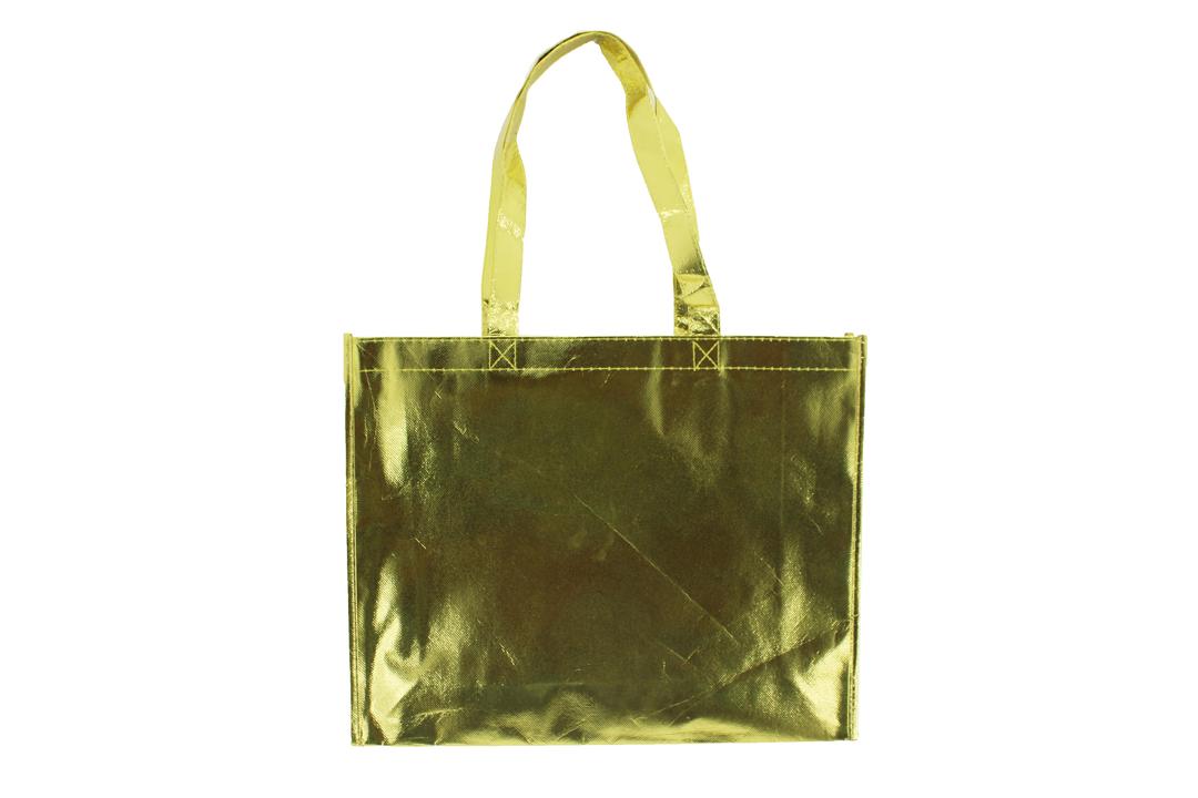 Reusable Non-Woven Fabric Grocery Tote Bag With Handle - 40 x 12 x 32cm, Golden