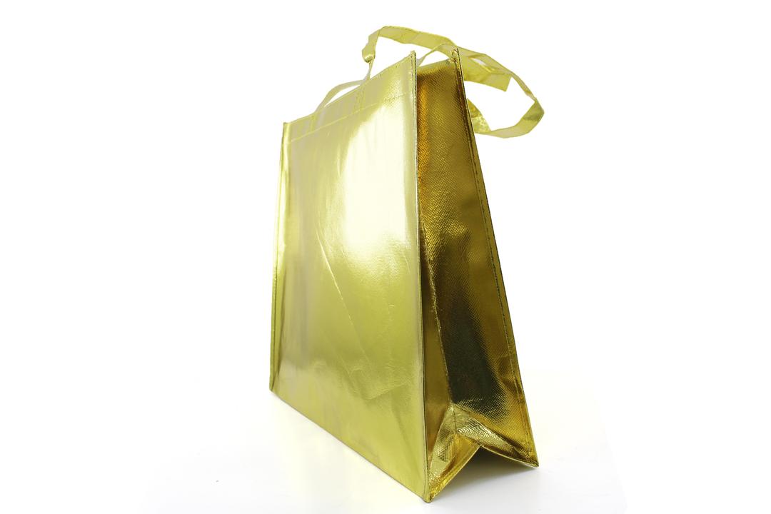 Reusable Non-Woven Fabric Grocery Tote Bag With Handle - 40 x 12 x 32cm, Golden