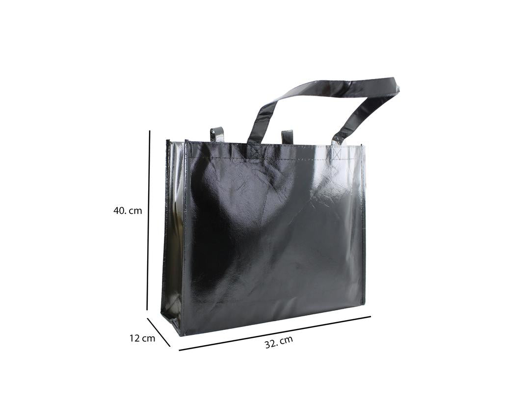 Reusable Non-Woven Fabric Grocery Tote Bag With Handle - 40 x 12 x 32cm, Black