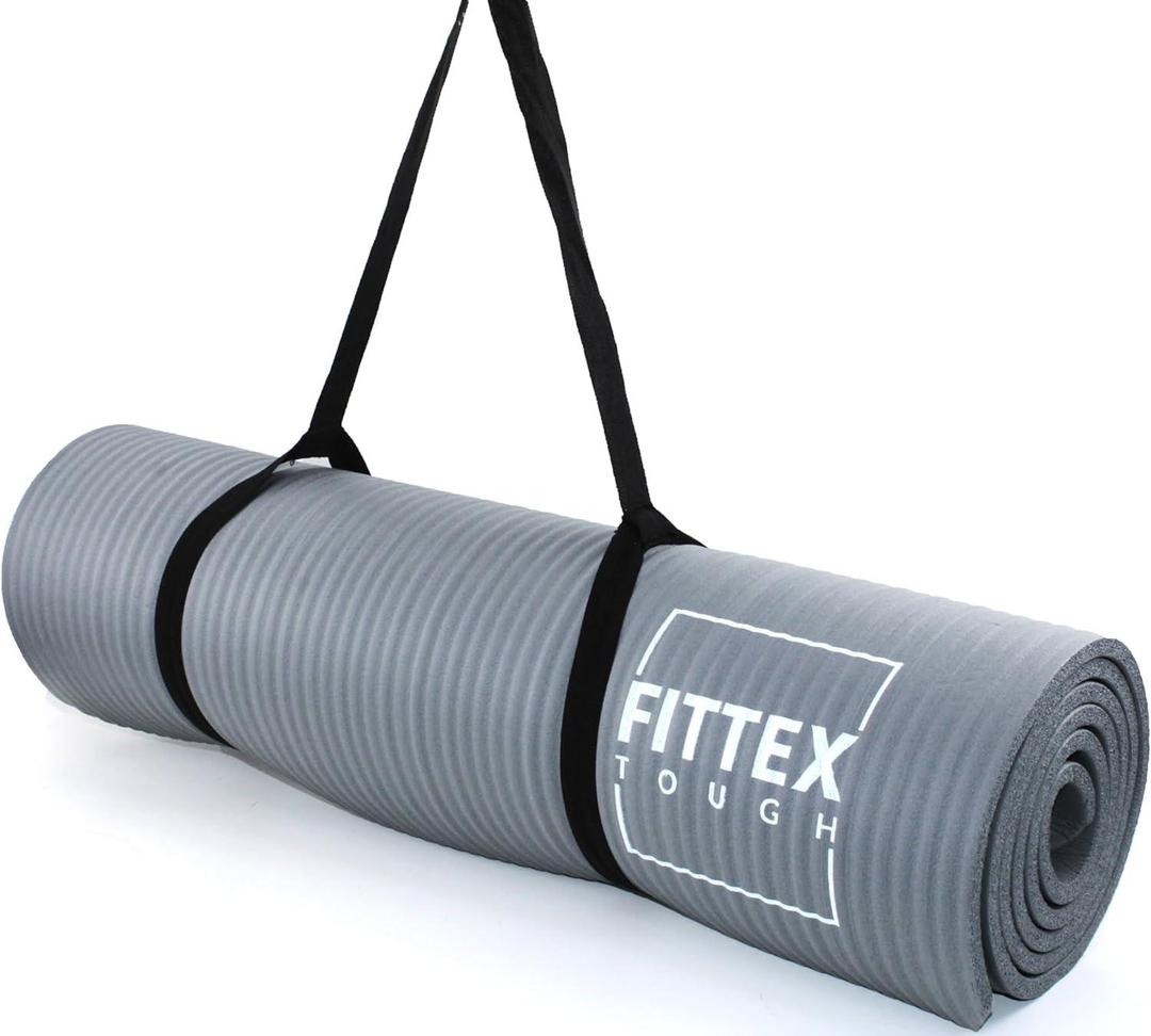 Yoga Mat With Carry Strap, 188 x 61 x 1cm, Made of Durable Non-slip 10mm Thick Material, Grey