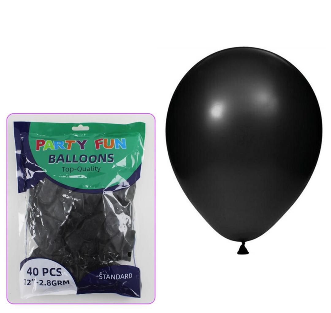 Metallic Balloon 12 Inch, Black - 40 Pcs