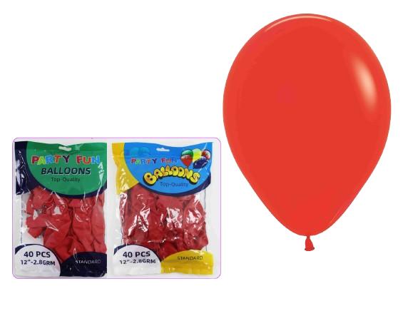 Metallic Balloon 12 Inch, Red Color - 40 Pcs