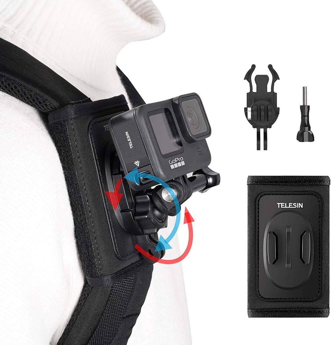 TELESIN Action Camera Backpack Strap With 360 Rotatable J Hook Mount, 21040202