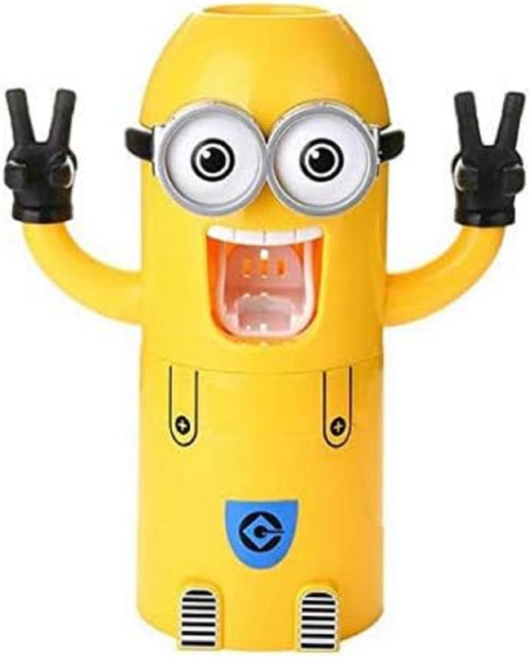 Cartoon Little Yellow Man Toothbrush Holder Set with Automatic Toothpaste Dispenser